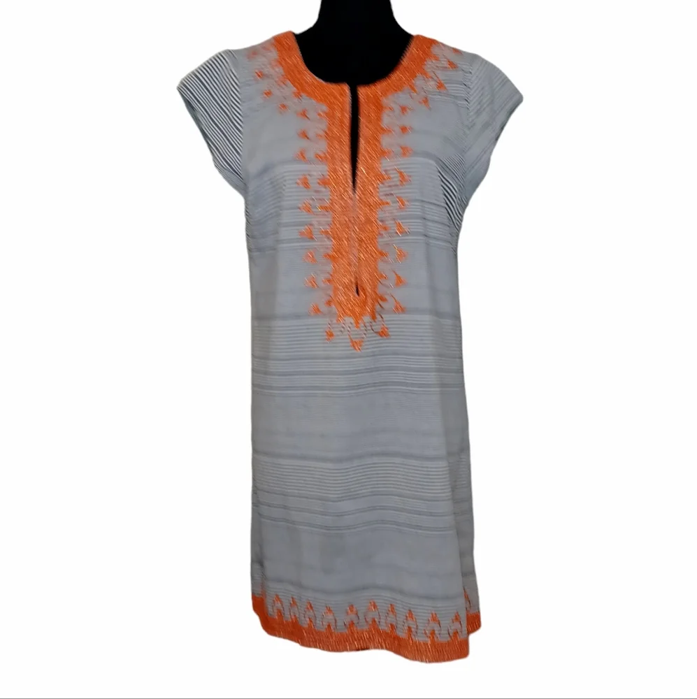 Calypso St. Barth Cotton Embellished Tunic Dress Cover Up Sz Med